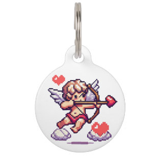 8 bit Valentine's Day classic/vintage Cupid Pet Tag