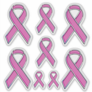 8 Chrome Style Print Pink Ribbon Awareness