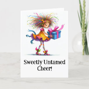 * 8 Colourful Whimsical Christmas Girl  Gift AP97 Thank You Card