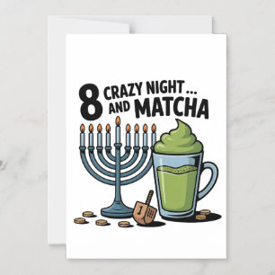 8 Crazy Nights And Matcha Hanukkah Jewish Jew  Magnetic Invitation