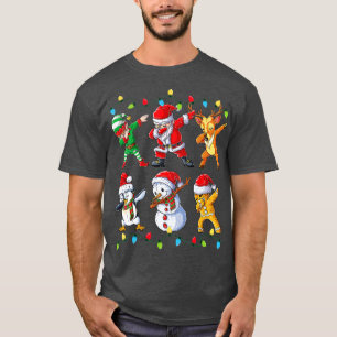 8 Dabbing Santa Elf Friends Christmas Boys Girls M T-Shirt