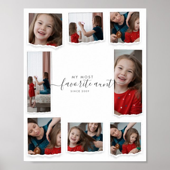 8 Eight Photo Collage Aunty Modern Elegant Family Poster (Front)