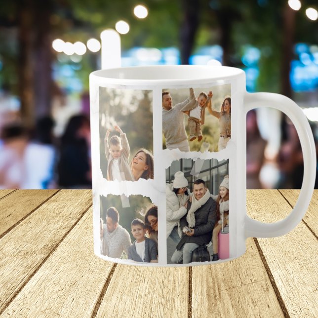 8 Eight Photo Modern Elegant Collage Family Love C Coffee Mug (Creator Uploaded)