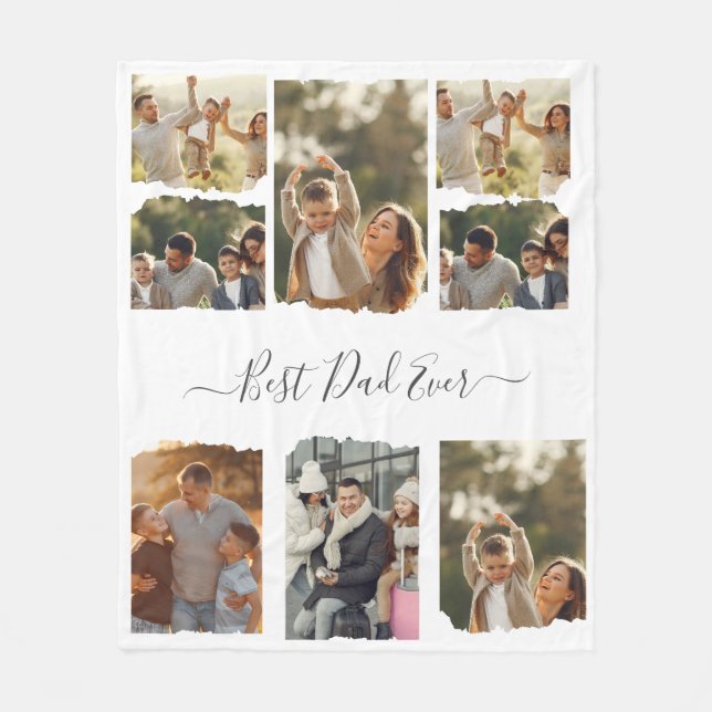 8 Eight Photo Modern Elegant Collage Family Love Fleece Blanket (Front)