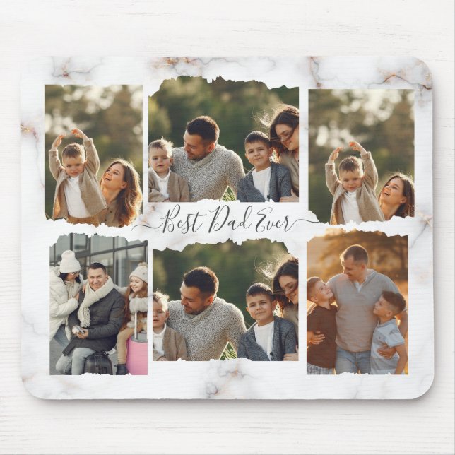 8 Eight Photo Modern Elegant Collage Family Love Mouse Pad (Front)