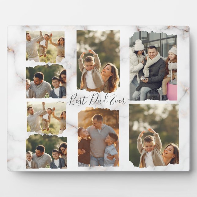 8 Eight Photo Modern Elegant Collage Family Love Plaque (Front)
