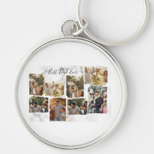 8 Eight Photo Modern Elegant Collage Keychain
