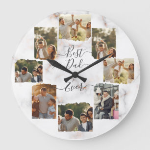 8 Eight Photo Modern Elegant Collage Wall Clock