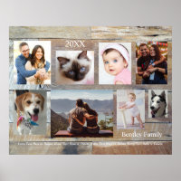 8 Family Photos, Wood Grain, DIY Name & Year