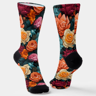 #8 Floral pattern Crew Socks