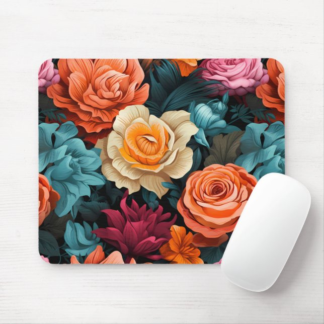 #8 Floral Pattern Mouse Pad (With Mouse)