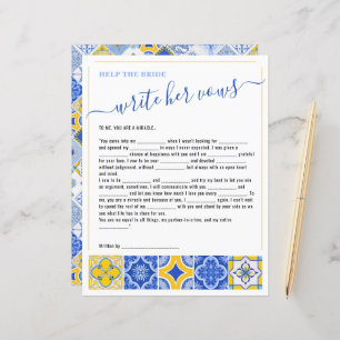 8 Help the Bride Write Her Vows Bridal Shower Game