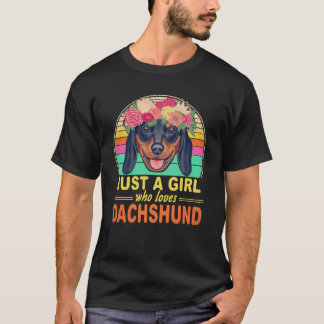 8 Just A Girl Who Loves Dachshund Vintage T-Shirt