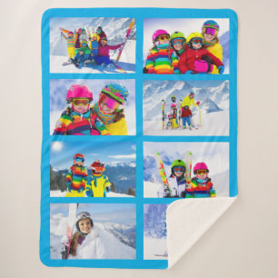 8 Landscape Photo Collage Azure Sherpa Blanket