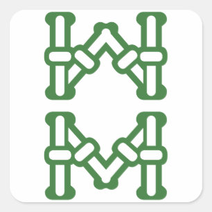 8 Mahjong Tiles / EIGHT OF BAMBOOS -MAHJONG TILE- Square Sticker
