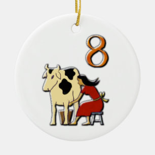 8 Maids a Milking Ceramic Tree Decoration