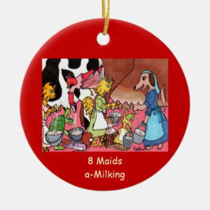 8 Maids a-Milking Ceramic Tree Decoration