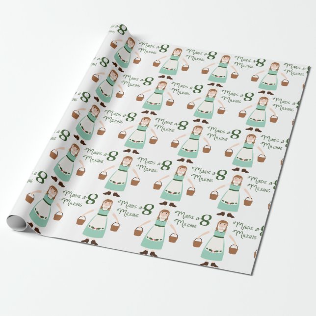 8 Maids A-Milking Wrapping Paper (Unrolled)