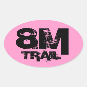 8 Mile Trail Running Oval Decal Black On Pink Sticker