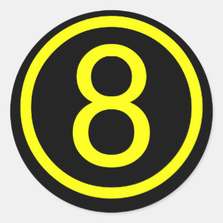 8 - number eight classic round sticker