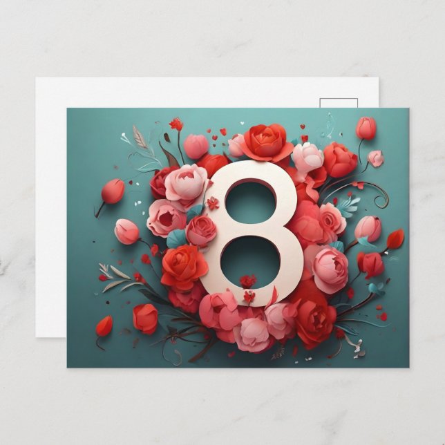 8 of march design holiday postcard (Front/Back)