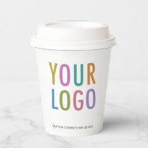 8 oz Paper Cups with Lids Custom Business Logo