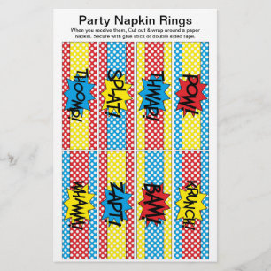 8 per sheet Cartoon Super Hero Paper Napkin Rings