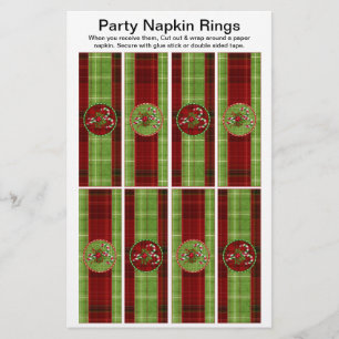 8 per sheet Christmas Tartan Paper Napkin Rings