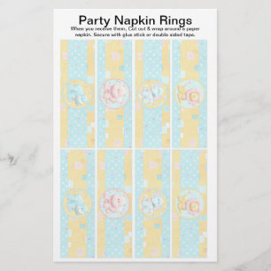 8 per sheet Safari Baby Shower Paper Napkin Rings