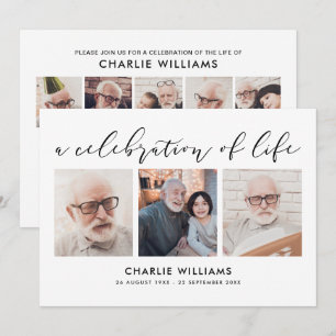 8-Photo Celebration of Life/Funeral/Memorial Invitation
