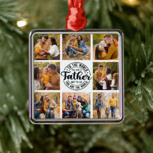 8 Photo Collage All Occasion World's Best Father Metal Ornament