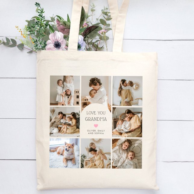 8 Photo Collage Arch We Love You Grandma Nana  Tote Bag (Creator Uploaded)