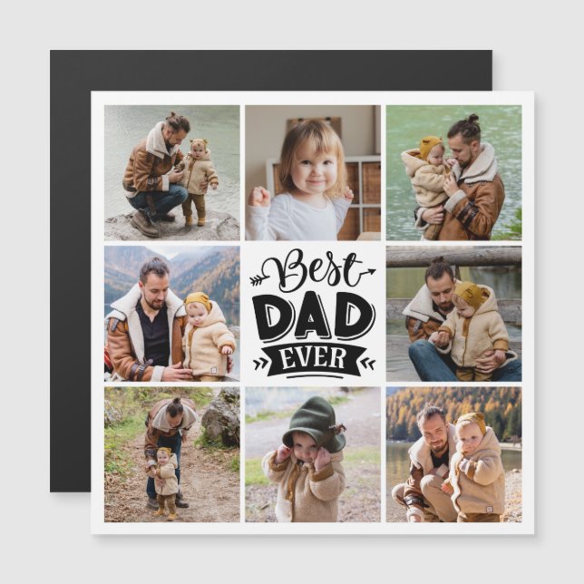 8 Photo Collage Best Dad Ever Magnetic Card (Front/Back)