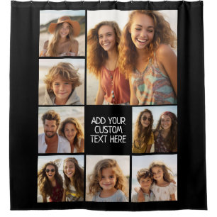 8 Photo Collage Best Year Yet -- Can Edit Black Shower Curtain