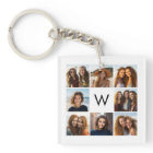 8 Photo Collage Custom Monogram Black and White