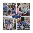 8 Photo Collage Family Name & Year Navy Blue White