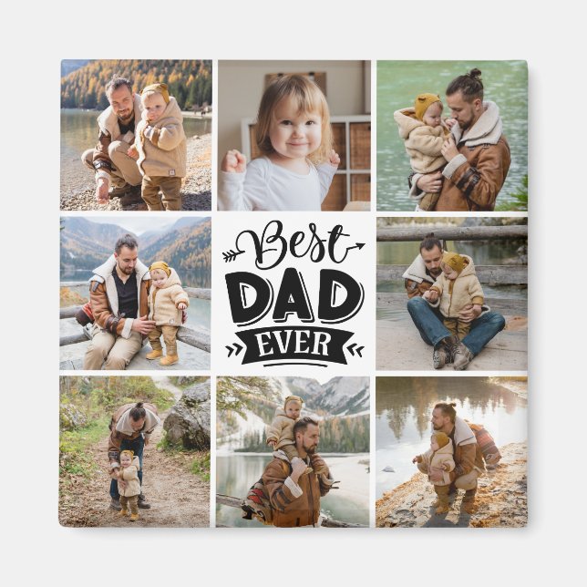 8 Photo Collage Father's Day Best Dad Ever Magnet (Front)