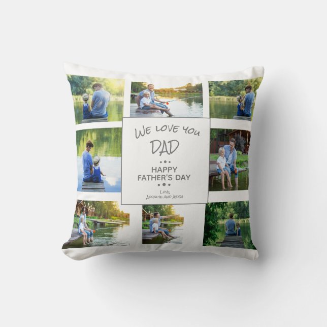 8 Photo Collage Father's Day Keepsake Cushion (Front)
