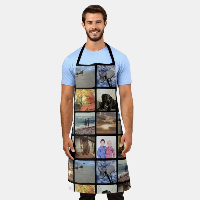 8 Photo Collage Full Color Keepsake Gift BBQ Apron (Worn)