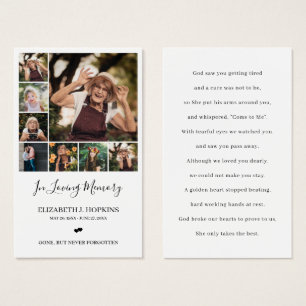 8 Photo Collage Funeral Memorial Prayer Cards