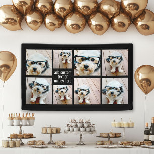 8 Photo Collage Minimalist - Black and White Grid Banner