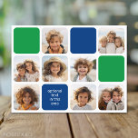 8 photo collage modern cube blue green postcard<br><div class="desc">Photo montage -- Use your favourite photo or pictures to make a fun keepsake to share with friends. This modern grid is a unique and eye catching display of your photos. This is set up to be a free online photo collage maker for your instagram or other square photos. If...</div>