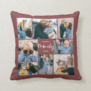 8 Photo Collage Modern Family Personalised   Brick Cushion