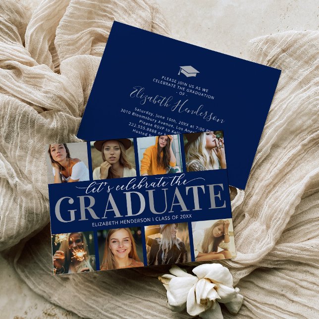 8 Photo Collage Modern Graduation Party Invitation (Creator Uploaded)