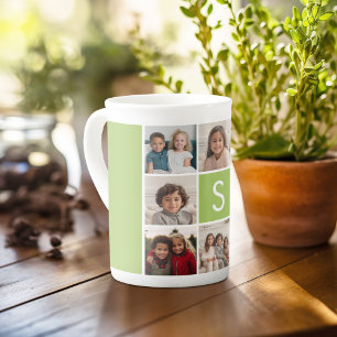 8 Photo Collage Monogram PHOTO 6 needs work Bone China Mug