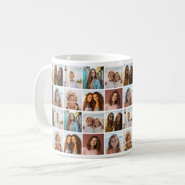 8 Photo Collage Pattern - Pattern Grid - White Coffee Mug (Front Left)