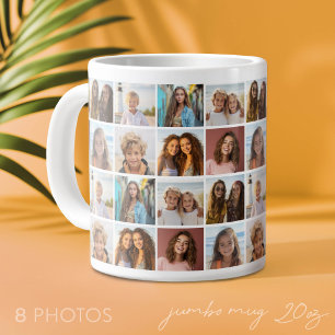 8 Photo Collage Pattern - Pattern Grid - White Large Coffee Mug