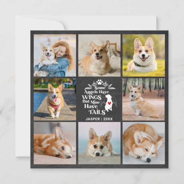 8 Photo Collage Pet Dog Loss Remembrance Card (Front)