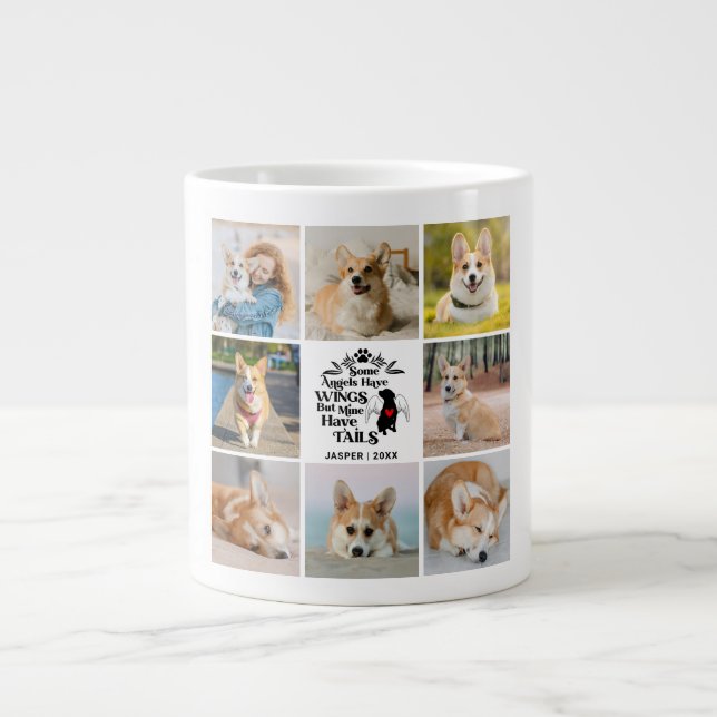 8 Photo Collage Pet Dog Loss Remembrance Large Coffee Mug (Front)