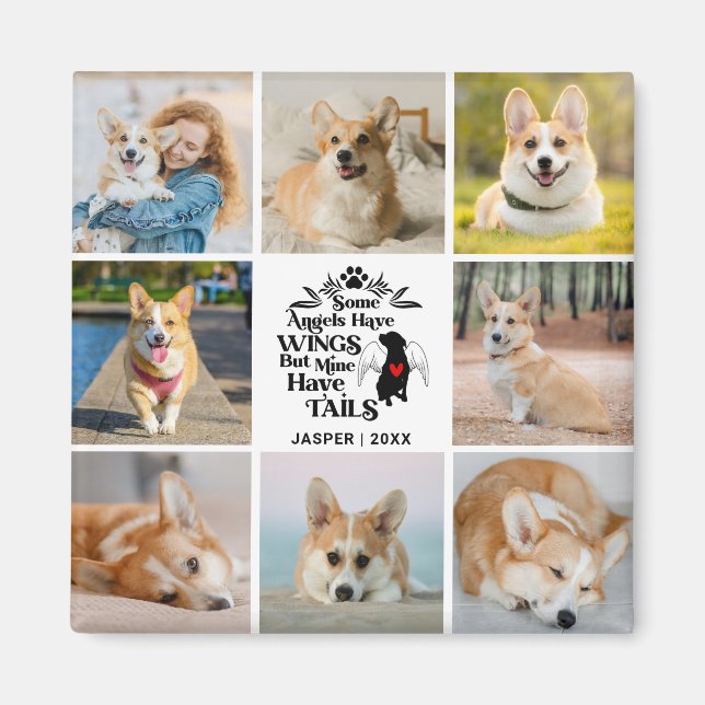 8 Photo Collage Pet Dog Loss Remembrance Magnet (Front)